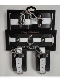 Набор фиксаторов из черной и белой натуральной кожи - Crazy Handmade - купить с доставкой в Нальчике
