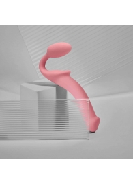 Розовый безремневой страпон Strap-on-me Semi-Realistic Bendable Strap-On size M - Strap-on-me - купить с доставкой в Нальчике