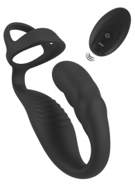 Черное эрекционное кольцо со стимуляцией промежности и анальной пробкой Cock Ring with RC Prostate Plug - Orion - в Нальчике купить с доставкой Черное эрекционное кольцо со стимуляцией промежности и анальной пробкой Cock Ring with RC Prostate Plug - Orion - в Нальчике купить с доставкой