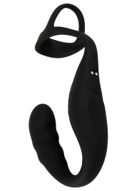 Черное эрекционное кольцо со стимуляцией промежности и анальной пробкой Cock Ring with RC Prostate Plug - Orion - в Нальчике купить с доставкой Черное эрекционное кольцо со стимуляцией промежности и анальной пробкой Cock Ring with RC Prostate Plug - Orion - в Нальчике купить с доставкой