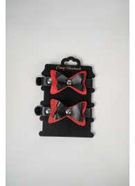 Черно-красные кожаные наручники с бантиками - Crazy Handmade - купить с доставкой в Нальчике