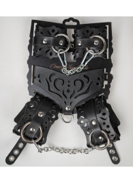 Черный ажурный кожаный набор фиксаций - Crazy Handmade - купить с доставкой в Нальчике