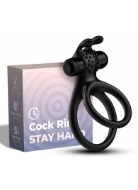 Черное эрекционное виброкольцо с подхватом мошонки Stay Hard - Boys of Toys - в Нальчике купить с доставкой