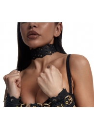 Черный ажурный чокер с золотистой фурнитурой - Crazy Handmade - купить с доставкой в Нальчике