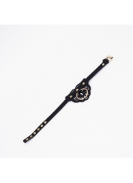 Черный чокер с клепками и золотистой фурнитурой - Crazy Handmade - купить с доставкой в Нальчике