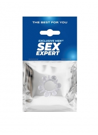 Прозрачное эрекционное кольцо с шариками и шипами - Sex Expert - в Нальчике купить с доставкой