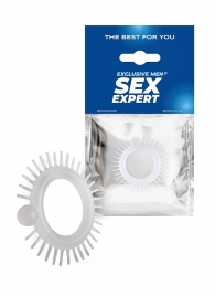 Эластичное эрекционное кольцо с шипиками и шариком - Sex Expert - в Нальчике купить с доставкой