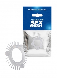Эластичное эрекционное кольцо с 3 шариками и шипами - Sex Expert - в Нальчике купить с доставкой