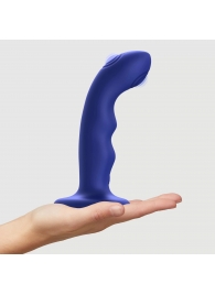 Синяя насадка-стимулятор Strap-On-Me Tapping Dildo Wave - Strap-on-me - купить с доставкой в Нальчике