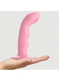 Розовая насадка-стимулятор Strap-On-Me Tapping Dildo Wave - Strap-on-me - купить с доставкой в Нальчике