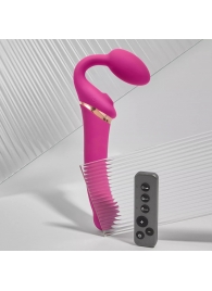 Ярко-розовый безремневой страпон Multi Orgasm Bendable Strap-On size XL с клиторальной стимуляцией - Strap-on-me - купить с доставкой в Нальчике