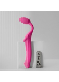 Ярко-розовый безремневой страпон Strap-on-me Vibrating Bendable Strap-On size L - Strap-on-me - купить с доставкой в Нальчике