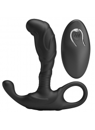 Черный изогнутый массажёр простаты с вибрацией и пультом ДУ - Baile - в Нальчике купить с доставкой