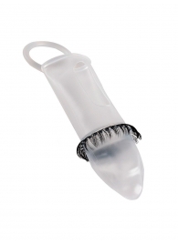 Закрытая насадка на пенис с подхватом мошонки и стимулирующими «ресничками» - Sextaz - в Нальчике купить с доставкой