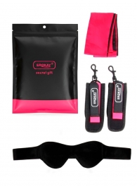 Черно-розовый эротический набор: маска, наручники и повязка - Erokay - купить с доставкой в Нальчике