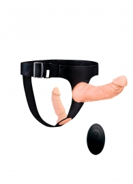 Женский страпон с 2 насадками, вибрацией и пультом ДУ - Erowoman-Eroman - купить с доставкой в Нальчике