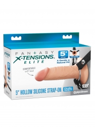 Телесный пустотелый фаллопротез 5’’ Hollow Silicone Strap-On - 14 см. - Pipedream - купить с доставкой в Нальчике