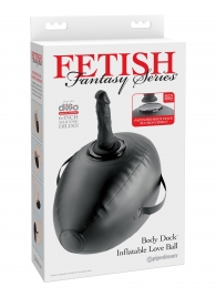 Черный надувной мяч с платформой для фиксации дилдо Body Dock Inflatable Love Ball - Pipedream - купить с доставкой в Нальчике