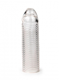 Прозрачная закрытая насадка на пенис с ребрышками - 16 см. - Sex Expert - в Нальчике купить с доставкой