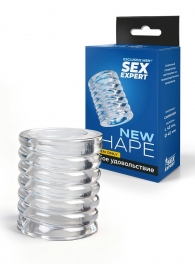 Прозрачная сквозная насадка на пенис с ребрышками - Sex Expert - в Нальчике купить с доставкой