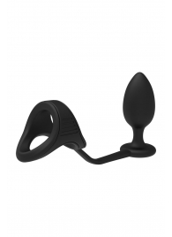 Черное эрекционное кольцо с анальной пробкой Cockstrap With Anal Plug - Dream Toys - в Нальчике купить с доставкой