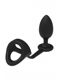 Черное эрекционное кольцо с анальной пробкой Cockstrap With Anal Plug - Dream Toys - в Нальчике купить с доставкой