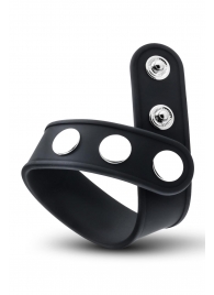 Черное эрекционное кольцо на кнопках - Blush Novelties - в Нальчике купить с доставкой