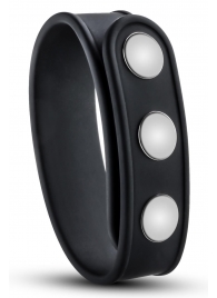 Черное эрекционное кольцо на кнопках - Blush Novelties - в Нальчике купить с доставкой