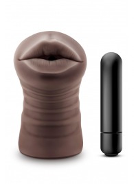 Коричневый мастурбатор-ротик Krystal Vibrating Masturbator - Blush Novelties - в Нальчике купить с доставкой
