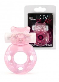 Розовое эрекционное виброкольцо в форме мишки - 1137 - в Нальчике купить с доставкой
