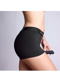 Черные трусики-боксеры для фиксации насадок Strap-on-me Harness Lingerie Allure - size L - Strap-on-me - купить с доставкой в Нальчике