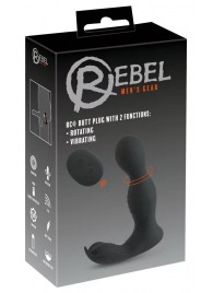 Черная анальная пробка с вибрацией, вращением и пультом ДУ RC Butt Plug with 2 Functions - Orion - в Нальчике купить с доставкой