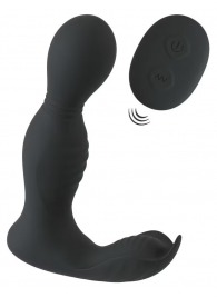 Черная анальная пробка с вибрацией, вращением и пультом ДУ RC Butt Plug with 2 Functions - Orion - в Нальчике купить с доставкой