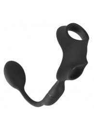 Черное виброкольцо с анальной пробкой Cock Ring with RC Butt Plug - Orion - в Нальчике купить с доставкой