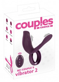 Фиолетовая насадка на член с клиторальным отростком и пультом ДУ RC Couple’s Vibrator 2 - Orion - в Нальчике купить с доставкой