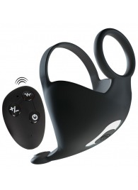 Черная вибронасадка для эрекции и стимуляции мошонки Cock ring with RC ball massager - Orion - в Нальчике купить с доставкой