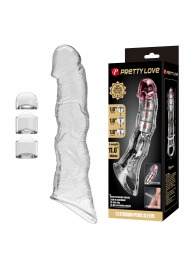Прозрачный фаллоудлинитель с 3 вставками - 28 см. - Baile - в Нальчике купить с доставкой