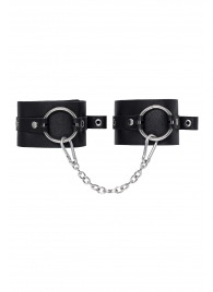 Черные оковы из толстой кожи с люверсами - Pecado - купить с доставкой в Нальчике