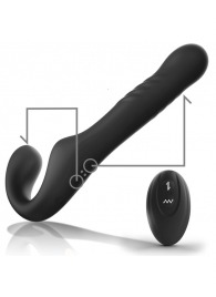 Черный безремневой страпон с вибрацией и возвратно-поступательными движениями - 24 см. - Ibiza - купить с доставкой в Нальчике
