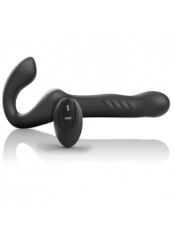 Черный безремневой страпон с вибрацией и возвратно-поступательными движениями - 24 см. - Ibiza - купить с доставкой в Нальчике