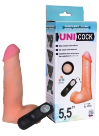Фаллическая насадка Харнесс UNICOCK 5,5  с вибрацией - 17 см. - LOVETOY (А-Полимер) - купить с доставкой в Нальчике