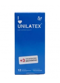 Классические презервативы Unilatex Natural Plain - 12 шт. + 3 шт. в подарок - Unilatex - купить с доставкой в Нальчике