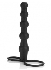 Насадка на пенис для двойного проникновения Silicone Beaded Double Rider - 14 см. - California Exotic Novelties - в Нальчике купить с доставкой