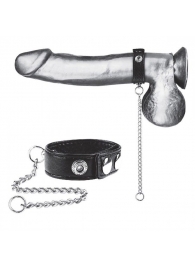 Утяжка на пенис с поводком Snap Cock Ring With 12  Leash - BlueLine - купить с доставкой в Нальчике