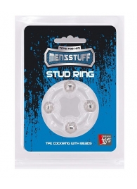 Эрекционное кольцо с 4 бусинами MENZSTUFF STUD RING CLEAR - Dream Toys - в Нальчике купить с доставкой