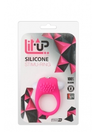 Розовое эрекционное кольцо с щеточкой LIT-UP SILICONE STIMU RING 5 - Dream Toys - в Нальчике купить с доставкой