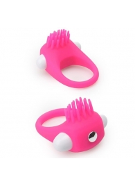 Розовое эрекционное кольцо с щеточкой LIT-UP SILICONE STIMU RING 5 - Dream Toys - в Нальчике купить с доставкой