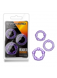 Набор из 3 фиолетовых эрекционных колец Stay Hard Beaded Cockrings - Blush Novelties - в Нальчике купить с доставкой