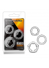 Набор из 3 прозрачных эрекционных колец Stay Hard Beaded Cockrings - Blush Novelties - в Нальчике купить с доставкой