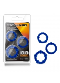 Набор из 3 синих эрекционных колец Stay Hard Beaded Cockrings - Blush Novelties - в Нальчике купить с доставкой